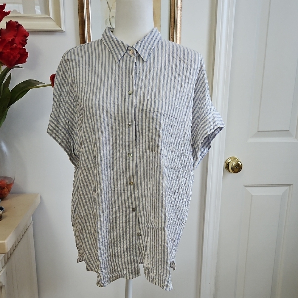 Jane and Delancey Striped Button-Up Blouse